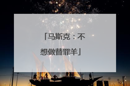马斯克：不想做替罪羊