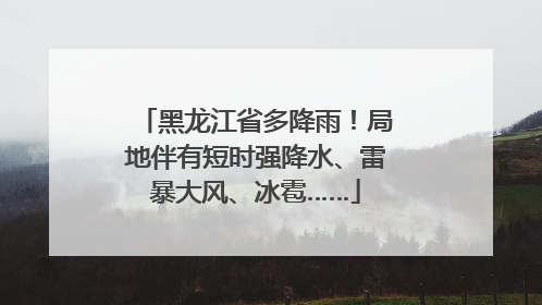 黑龙江省多降雨！局地伴有短时强降水、雷暴大风、冰雹……