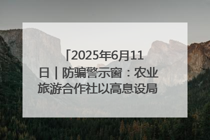 2025年6月11日｜防骗警示窗：农业旅游合作社以高息设局，集资380万