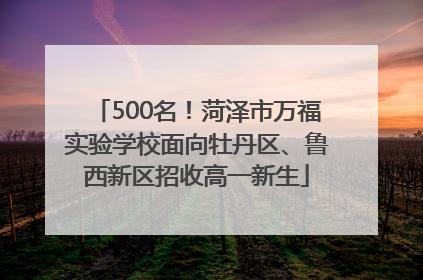 500名！菏泽市万福实验学校面向牡丹区、鲁西新区招收高一新生
