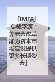 IMF副总裁李波：养老金改革能为资本市场建设提供更多长期资金